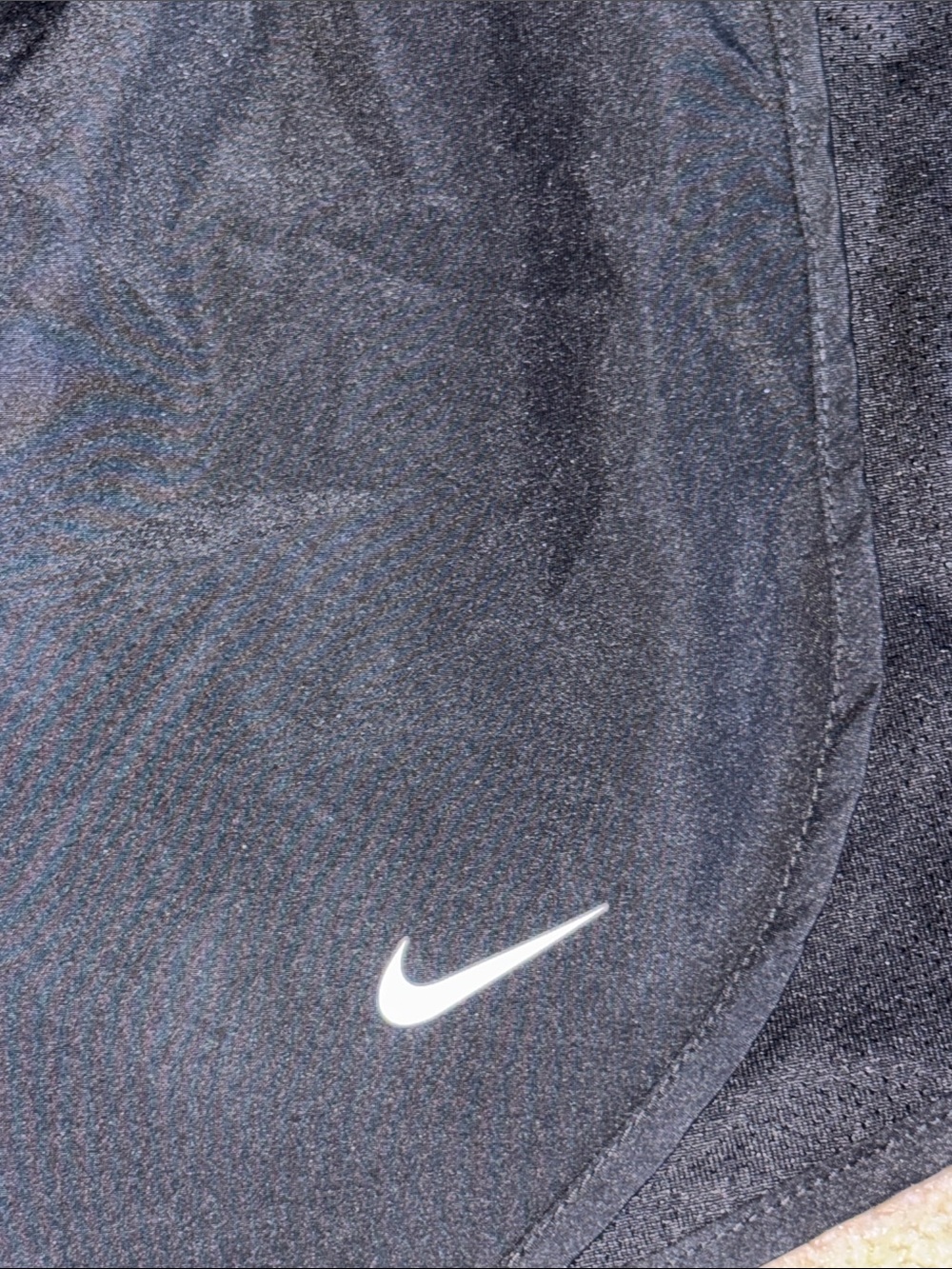 Nike Black Athletic Running Shorts with White Swoosh - Picture 2 of 3